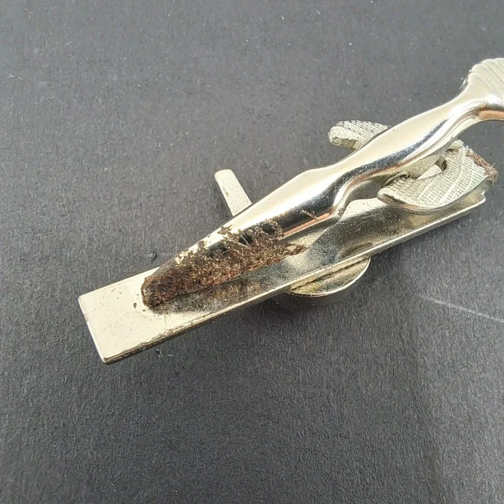 Vintage Silver Tone Golf Tie Clip and Cufflinks Set
